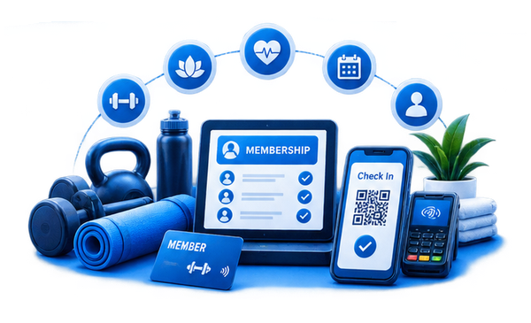 Fitness and wellness payment processing illustration