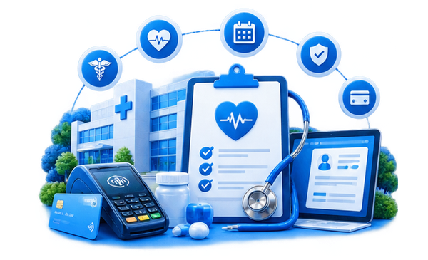 Healthcare payment processing illustration