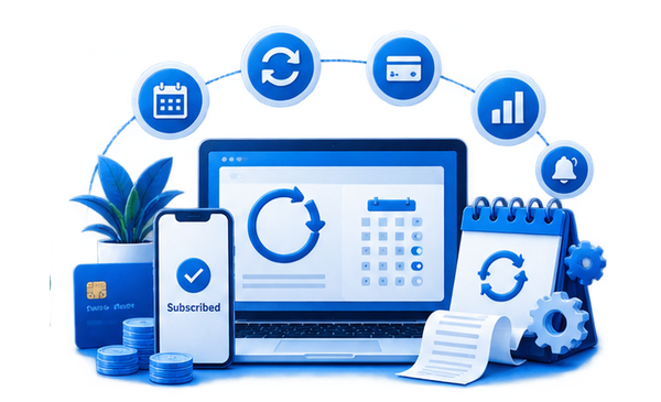Subscription billing and recurring payments illustration